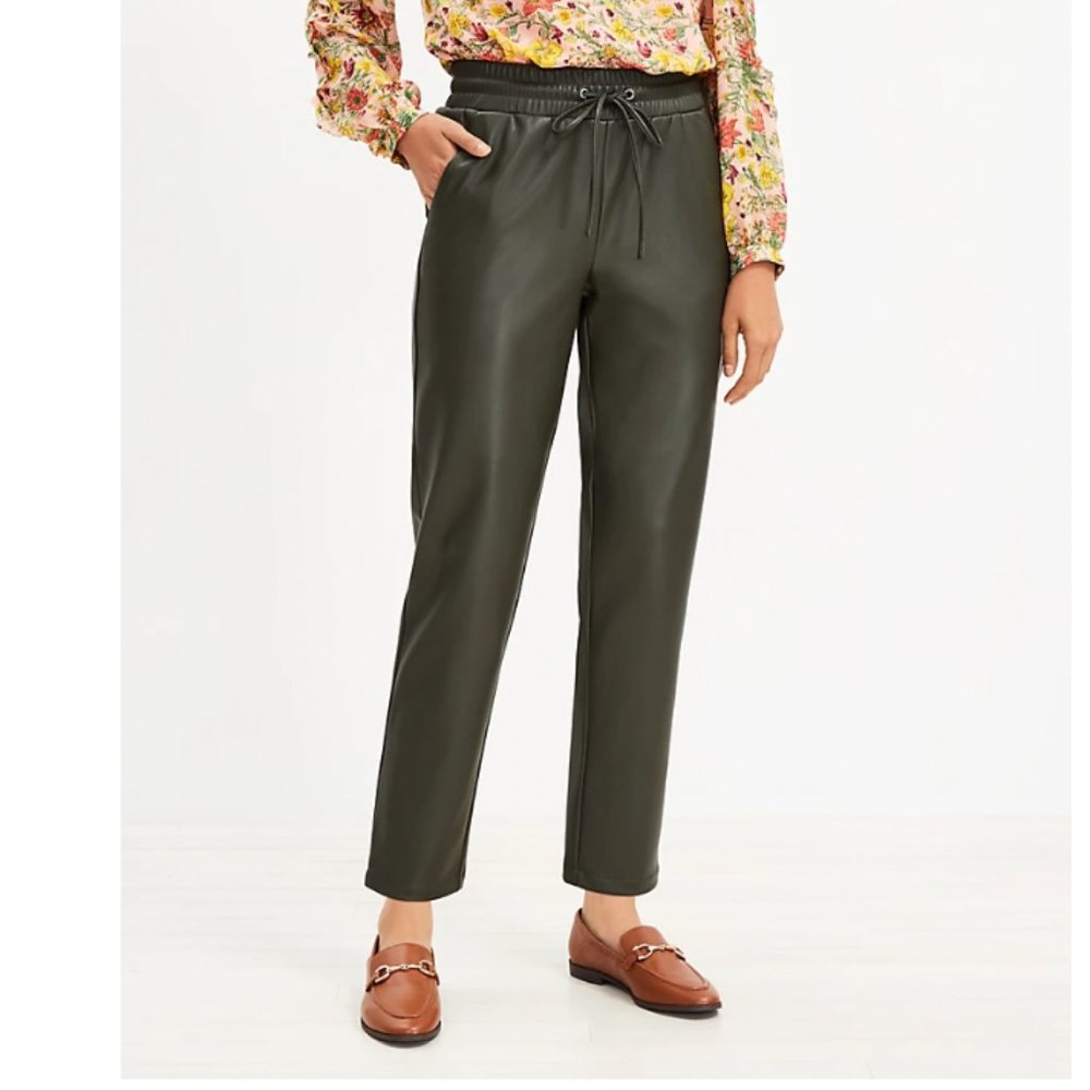 LOFT Pull On Slim Pants in Faux Leather